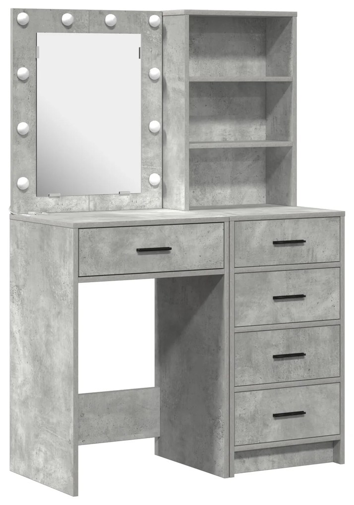 Set di 2 pezzi di vanity con led grigio cemento in legno ingegnerizzato