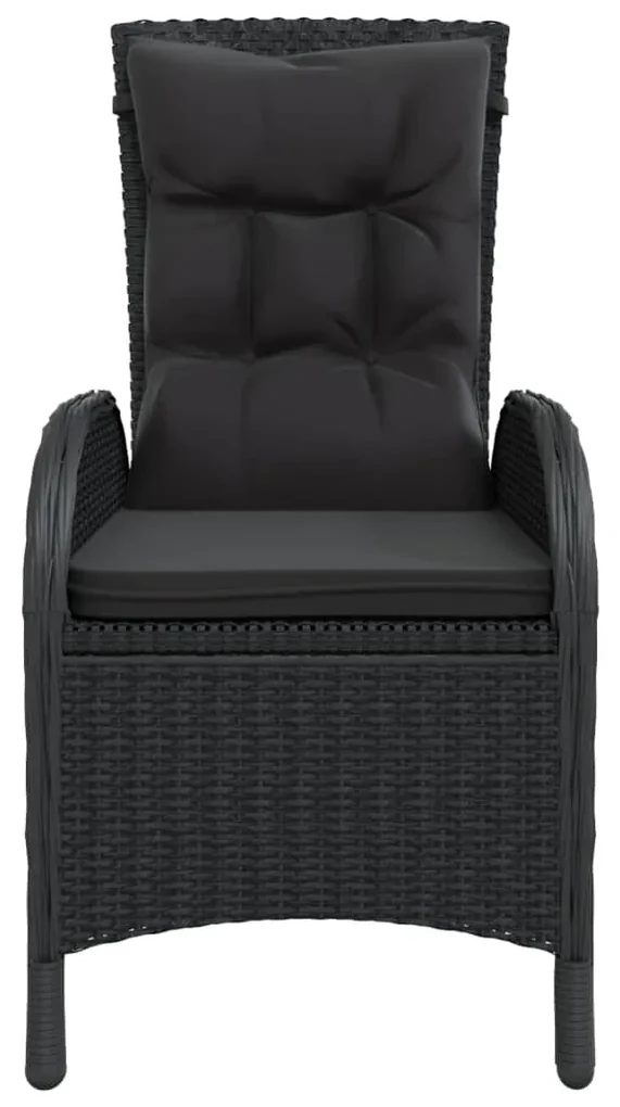 Set da pranzo per giardino 11 pz in polyrattan nero