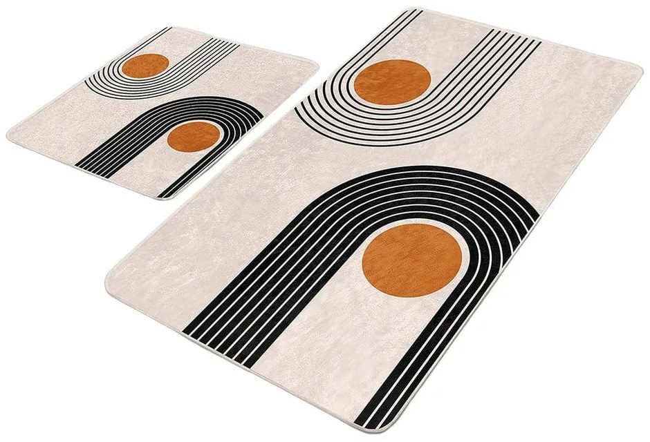 Set di tappetini per il bagno in velluto beige 2 pz 60x100 cm Dot Arch – Mila Home