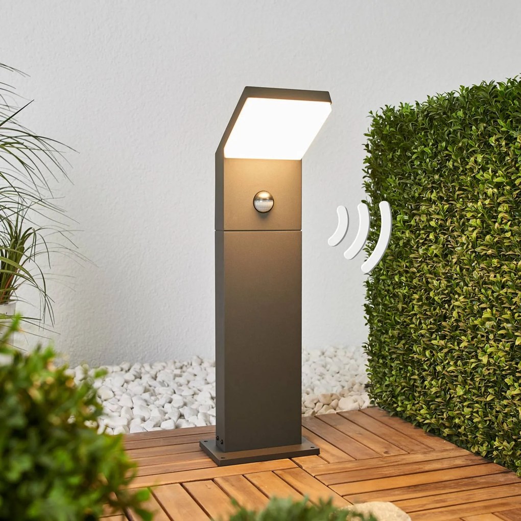Arcchio lampione a LED Yolena, sensore, 60 cm, antracite Yolena, Nero, Alluminio, Moderno