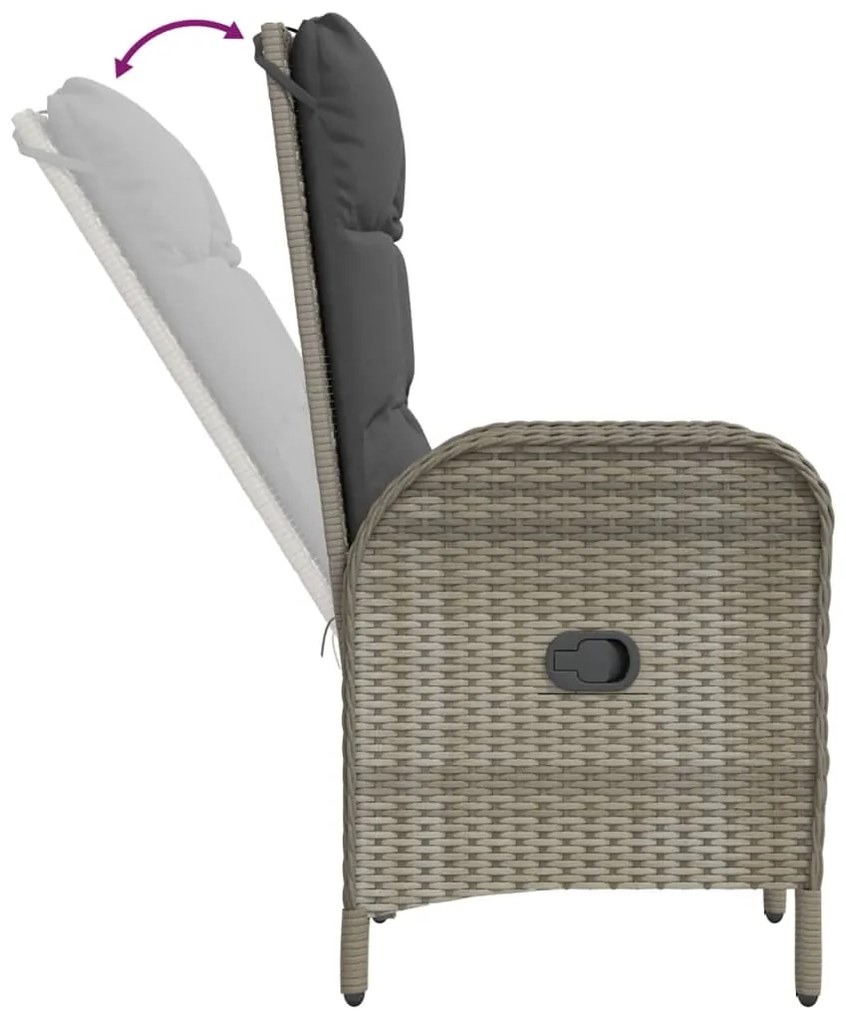 Set da Pranzo da Giardino 5 pz con Cuscini in Polyrattan Grigio