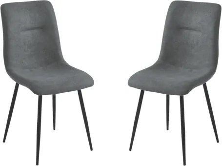 Sedia da pranzo in tessuto Grigio Scuro gambe metallo Nero - MANDY 2 sedie