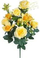 Set 2 Bouquet Artificiale Composto da 14 Fiori Artificiali di Rose e Orchidee Altezza 56 cm Giallo