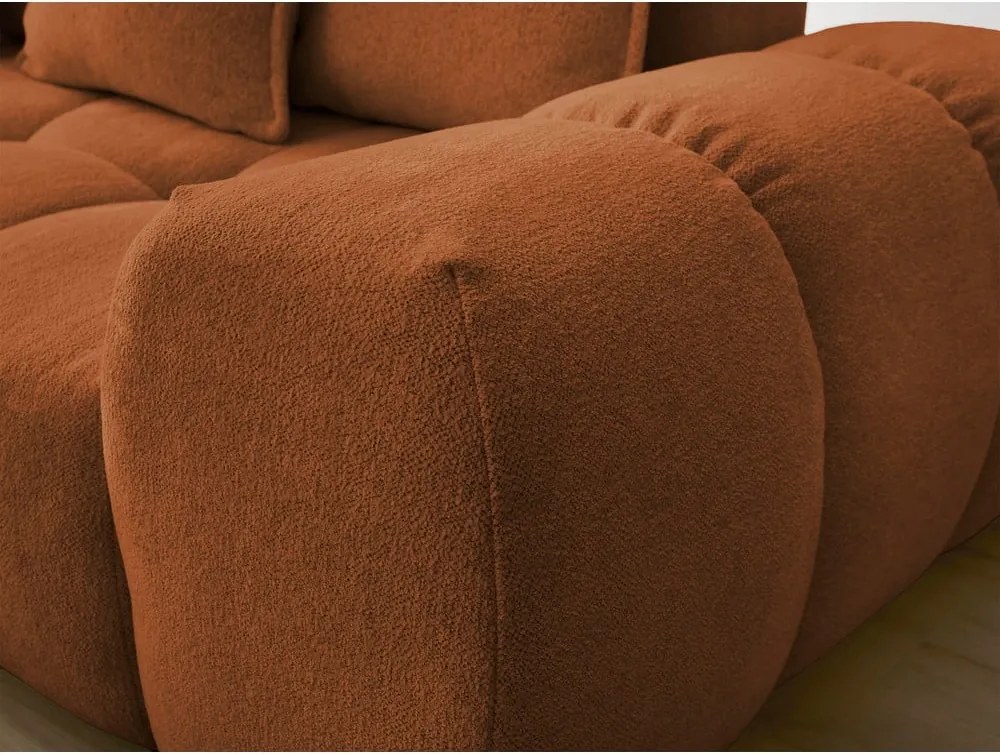 Divano angolare color terracotta allungabile e con contenitore (penisola a sinistra/a L) con rivestimento in ciniglia Everest – Bobochic Paris