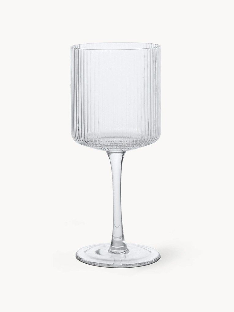 Set di 2 bicchieri da vino bianco in vetro soffiato con scanalatura in rilievo Ripple