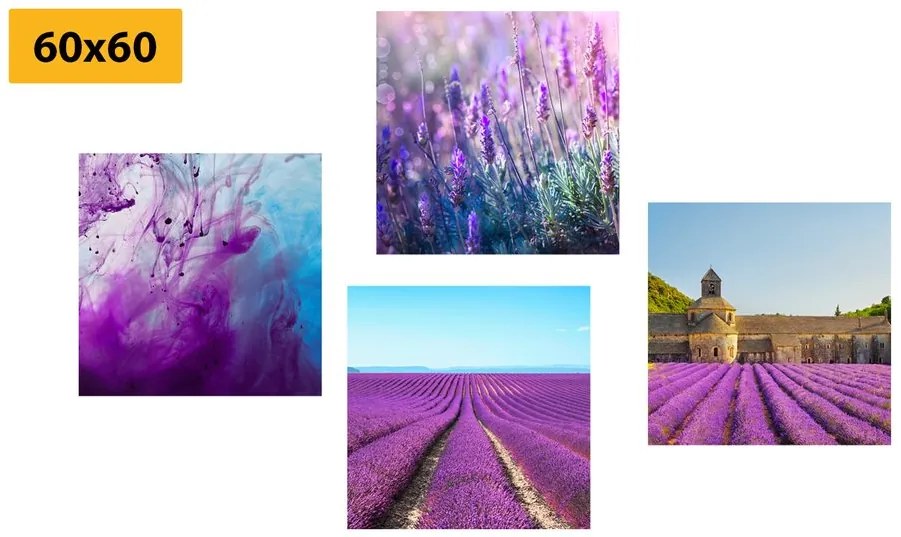 Set di quadri – Lavanda con astrazione