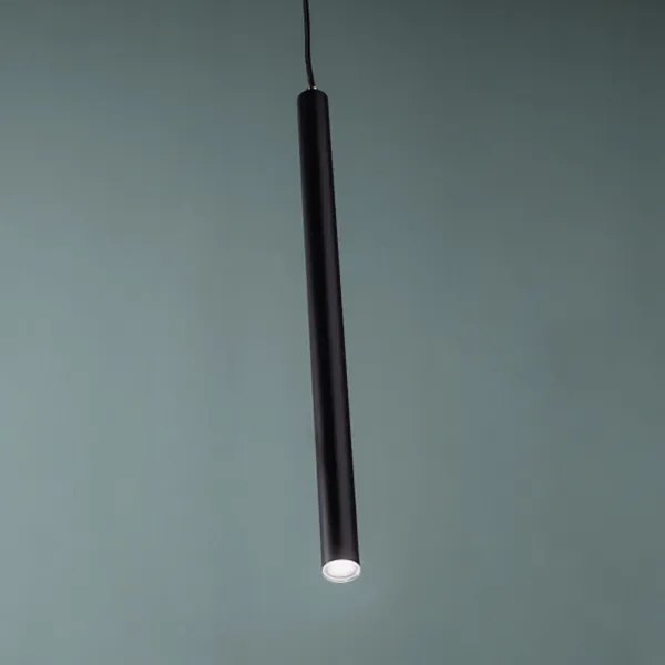 Lampada a sospensione TUBE in metallo D3 cm con fonte luminosa a LED NERO