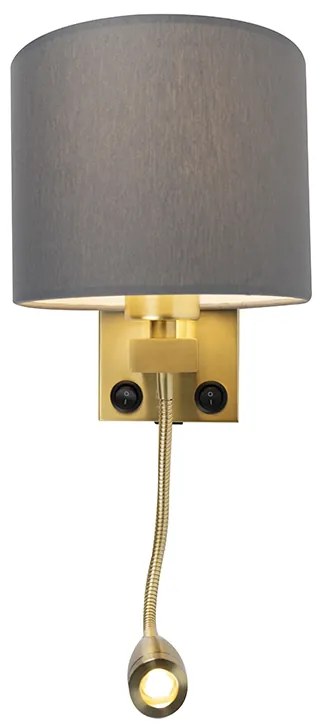 Applique Art Déco dorata con USB e paralume grigio - Brescia
