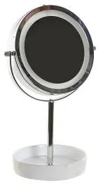 Specchio Ingranditore con LED DKD Home Decor 14,5 x 14,5 x 33 cm Ceramica Bianco Metallizzato