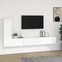 Set Mobili Porta TV 3 pz Bianco in Legno Multistrato cod mxl 58459