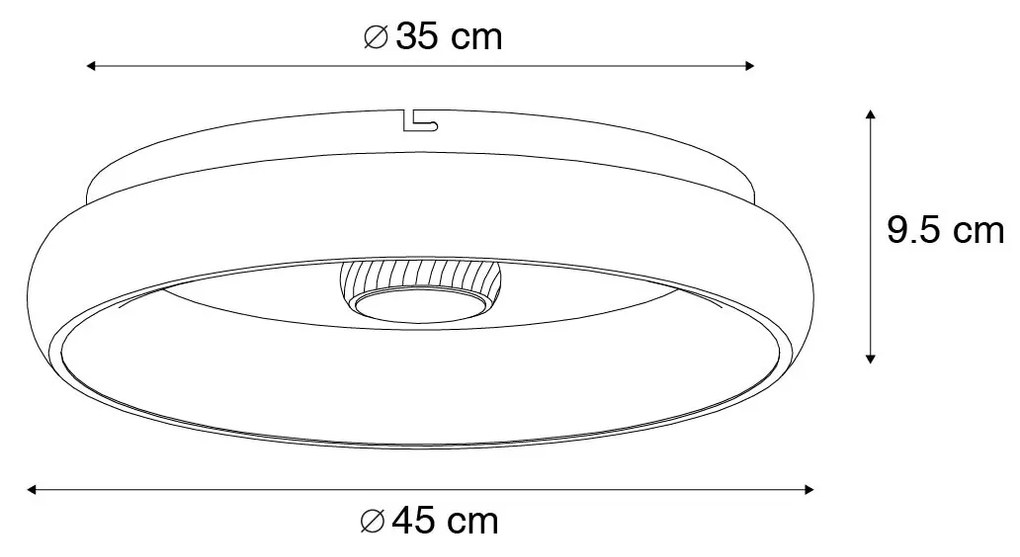 Plafoniera nera con LED inclusa e telecomando - Ghislaine