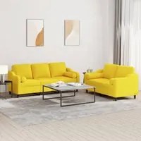 Set di Divani 2 pz con Cuscini Giallo Chiaro in Tessutocod mxl 82316