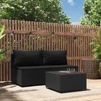 Set Divani da Giardino 3 pz con Cuscini Nero in Polyrattan 319787