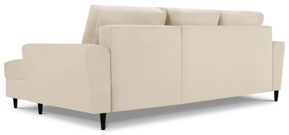 Divano letto in velluto a coste beige, angolo destro Moghan - Micadoni Home