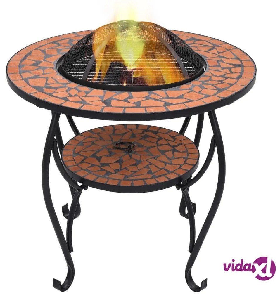 vidaXL Tavolo con Braciere a Mosaico Terracotta 68 cm in Ceramica