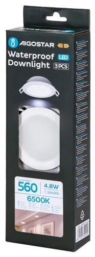 Aigostar - Set da 3 faretti da incasso per bagno a LED/4,8W/230V IP65 bianco