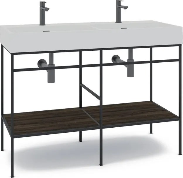 Mobile bagno da terra con lavabo L 120 x H 89 x P 45.5 cm marrone per doppia vasca Outline