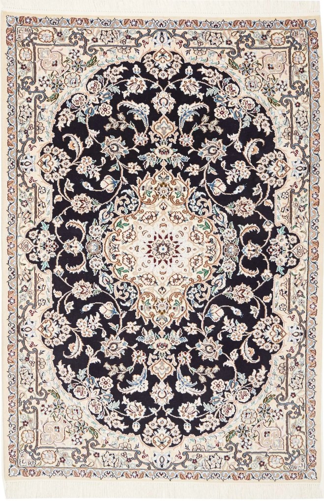 Nain Tappeto persiano 150x100 Blu (Iran) Annodato A Mano