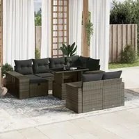 Set Divani da Giardino 11 pz con Cuscini in Polyrattan Grigio 3276506