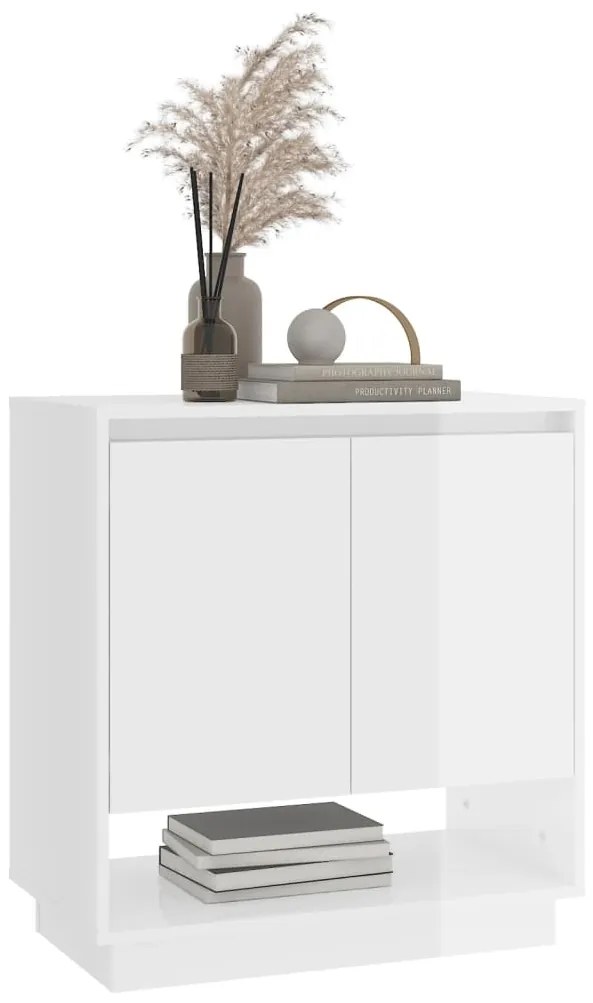 Credenza Bianco Lucido 70x41x75 cm in Truciolato