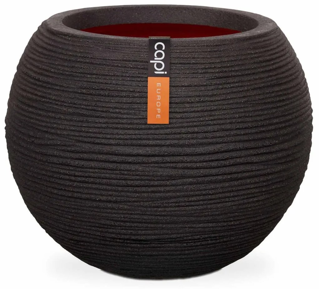Vaso A Sfera Nature Rib 40x32 Cm Nero Kblr270 /