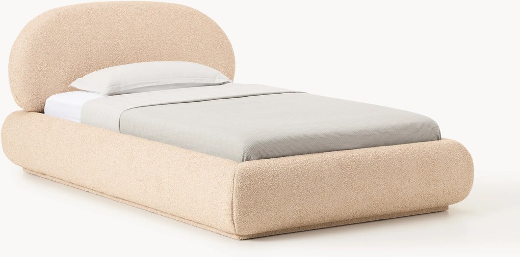Letto singolo imbottito in bouclé Alba
