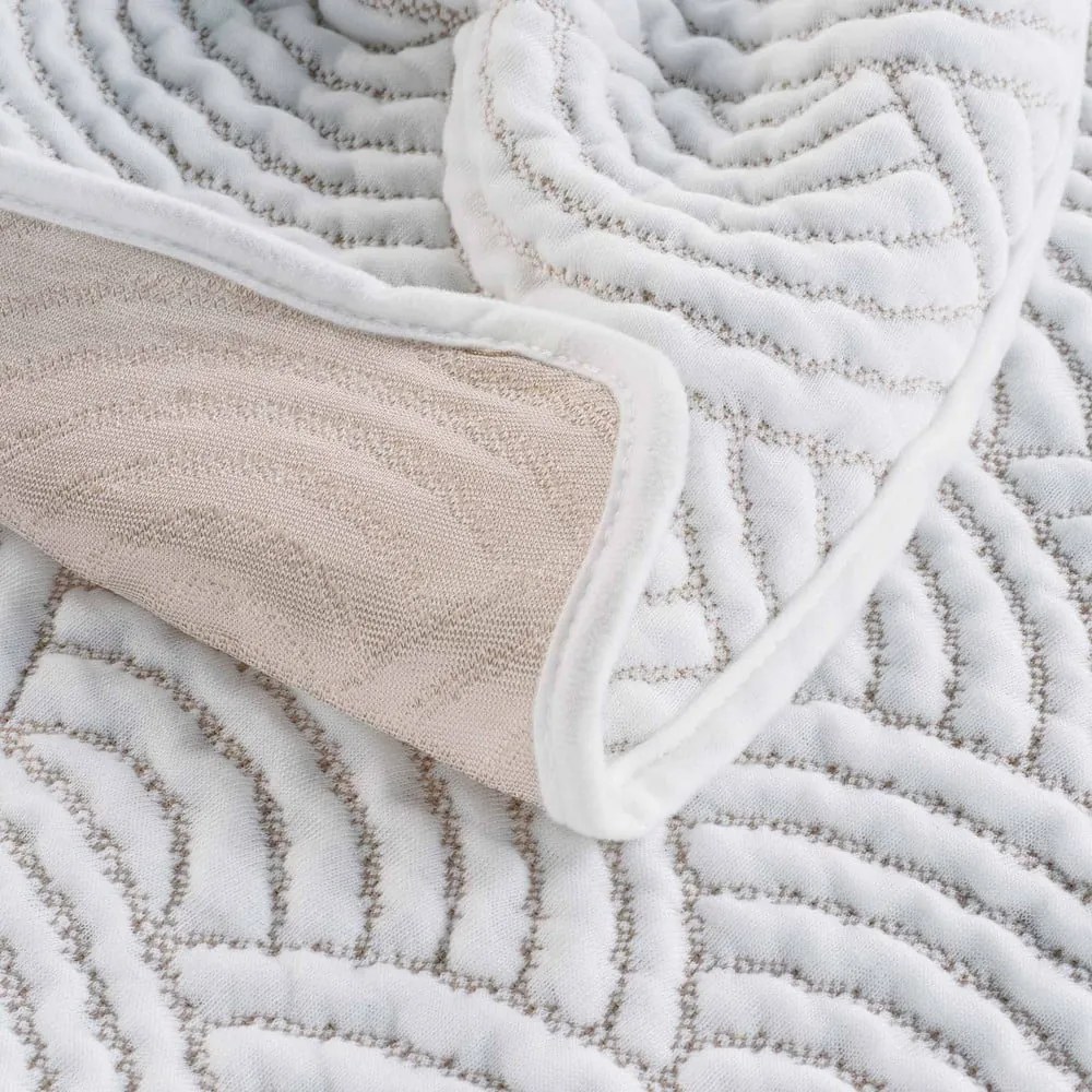 Set con copriletto e federa bianco/beige in jersey 220x240 cm Cassandra – douceur d'intérieur