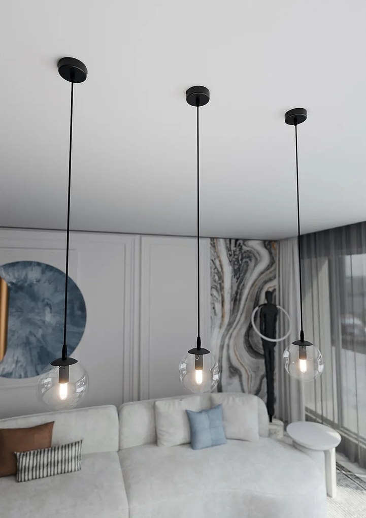Lampada a sospensione COSMO 1 BL in acciaio e vetro E14