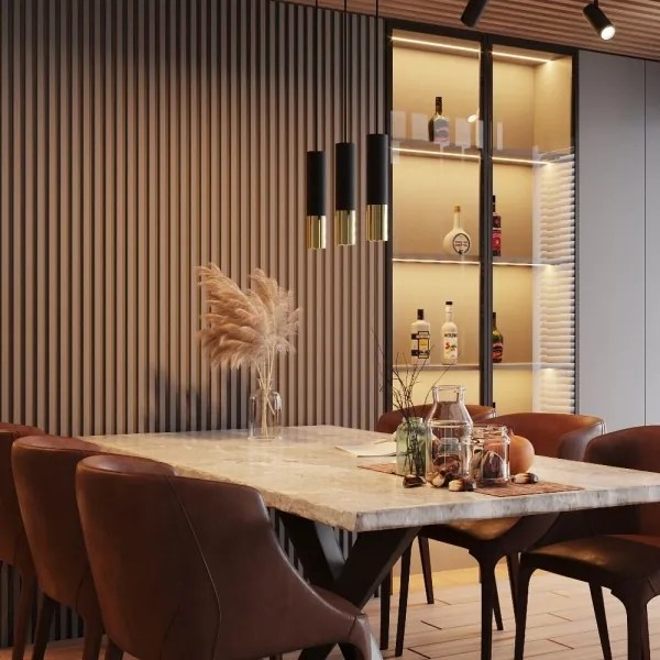 Sollux SL.0954 - Lampadario a sospensione con filo LOOPEZ 3xGU10/10W/230V nero/oro