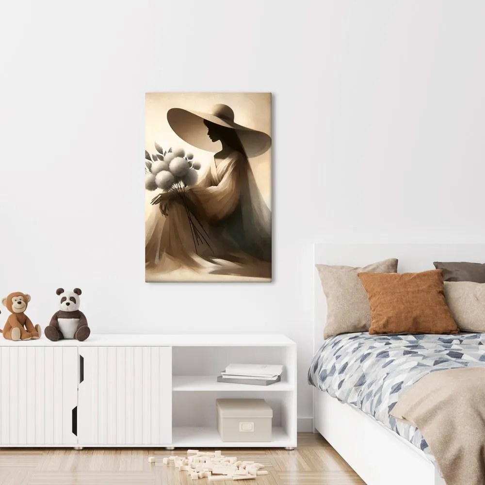 Quadro su tela – Donna elegante con fiore
