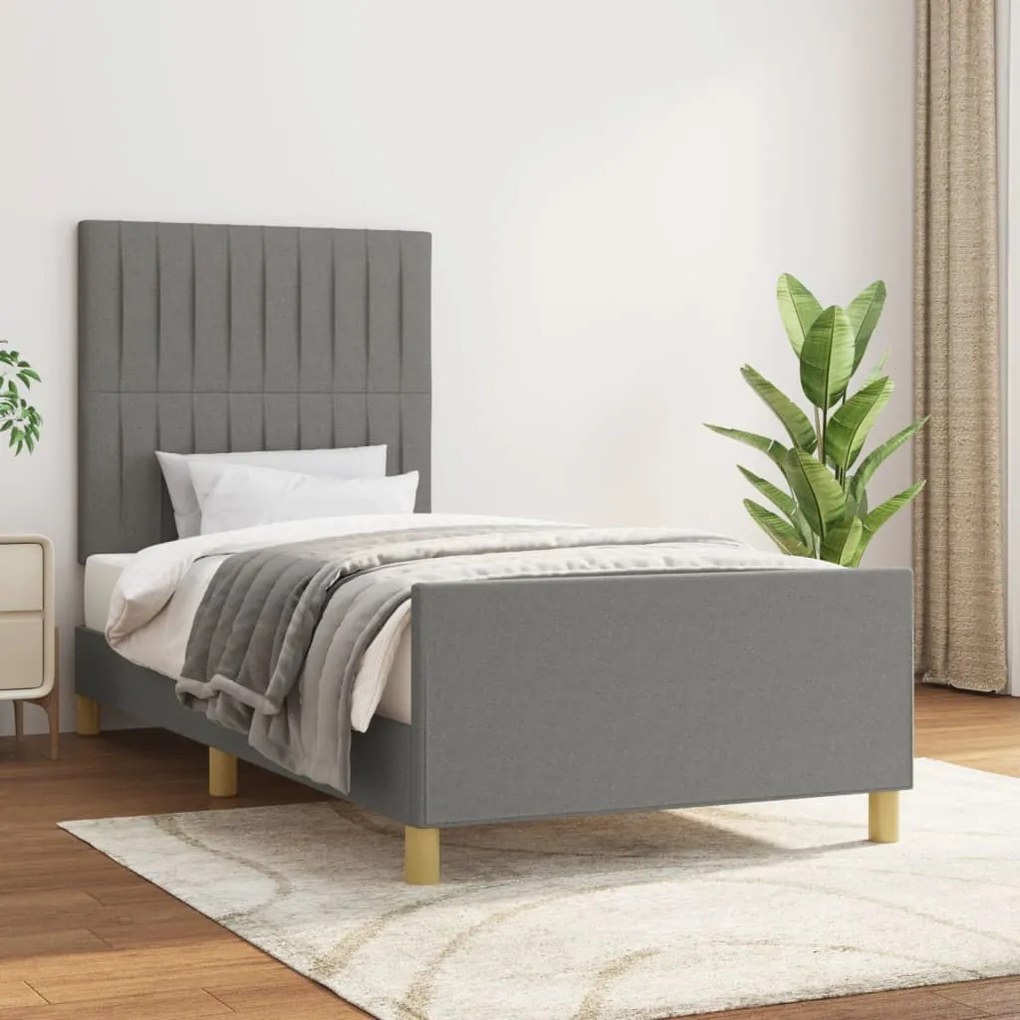 Giroletto Senza Materasso Grigio Scuro 90x190 Cm Tessuto /