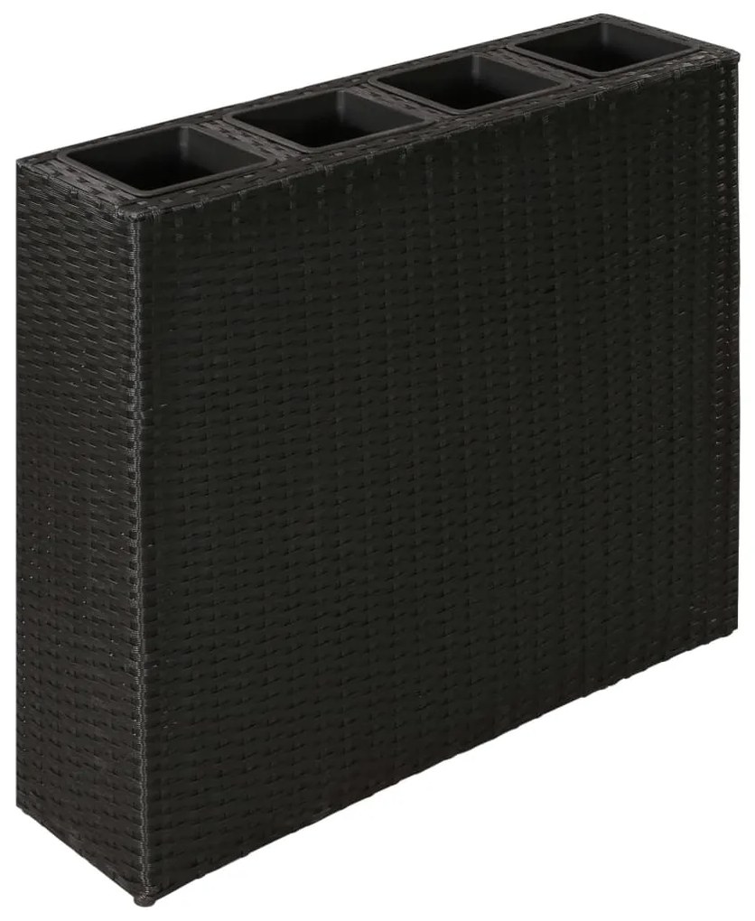 Letto Rialzato Da Giardino Con 4 Vasi İn Polyrattan Nero /