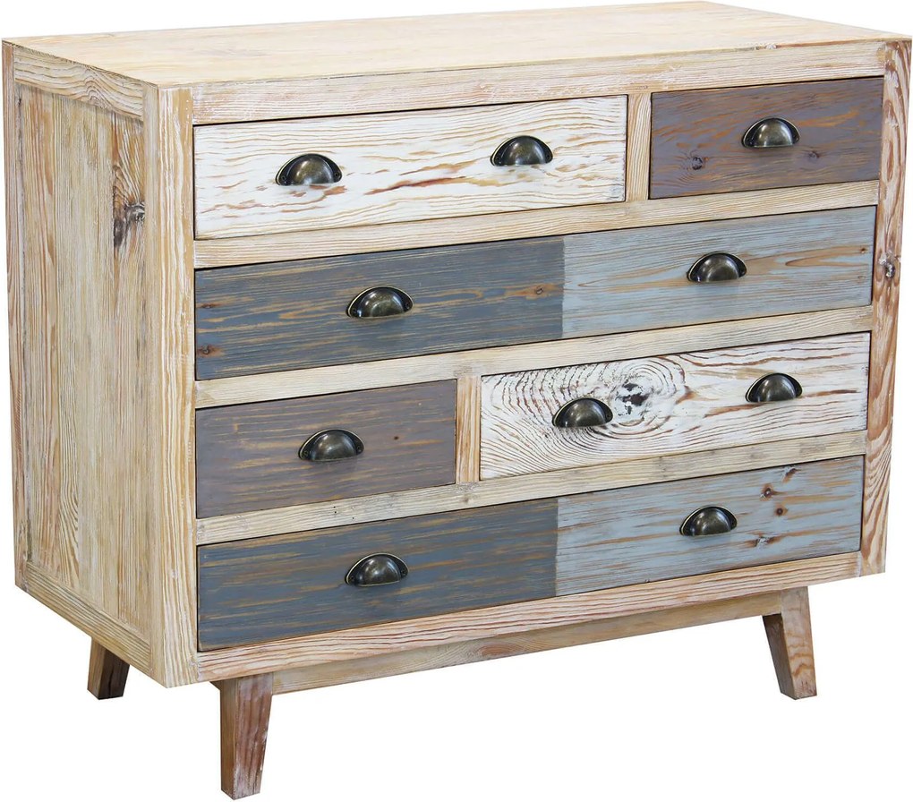 COLORWOOD - cassettiera otto cassetti in legno colorato da 99 cm