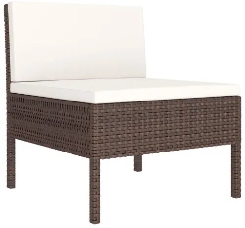 Set Divani da Giardino 10 pz con Cuscini in Polyrattan Marrone