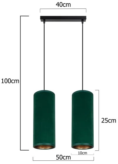 Lampadario a cavo AVALO 2xE27/60W/230V verde/rame