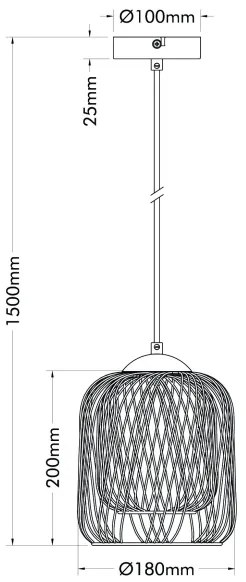Globo 15965H - Lampada a sospensione con cavo DICHTI 1xE27/40W/230V Ø 18 cm