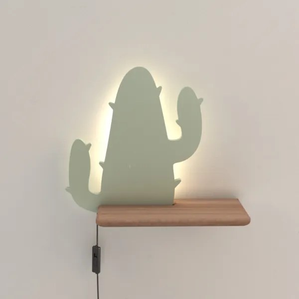 Applique LED per bambini con mensola CACTUS LED/4W/230V verde/legno