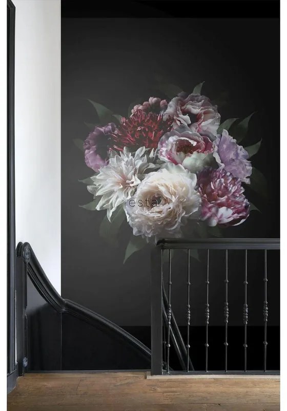 Fotomurale ESTA Mazzo di fiori, multicolor fondo nero 200X279 cm