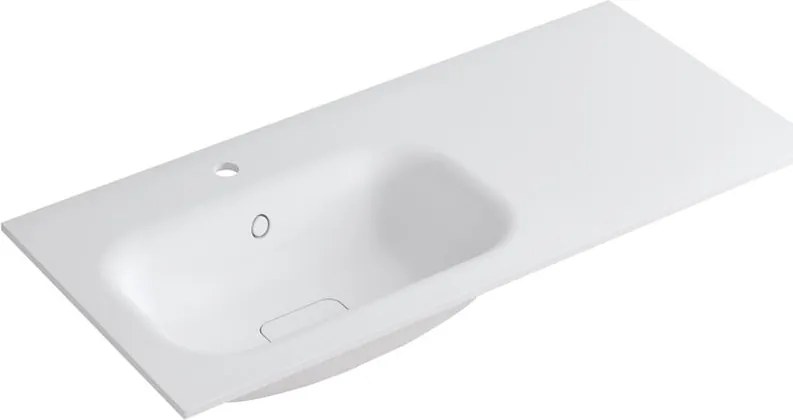 Lavabo a incasso rettangolare vasca a sinistra L 100.5 x H 15 x P 46 cm in resina bianco opaco
