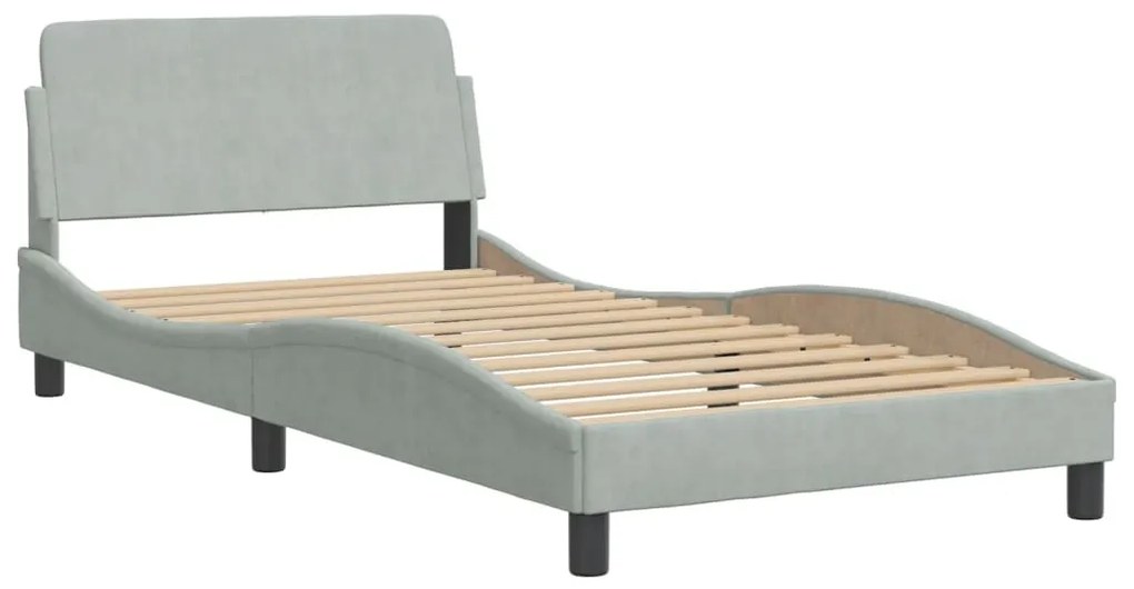 Letto con materasso grigio chiaro 100x200 cm in velluto