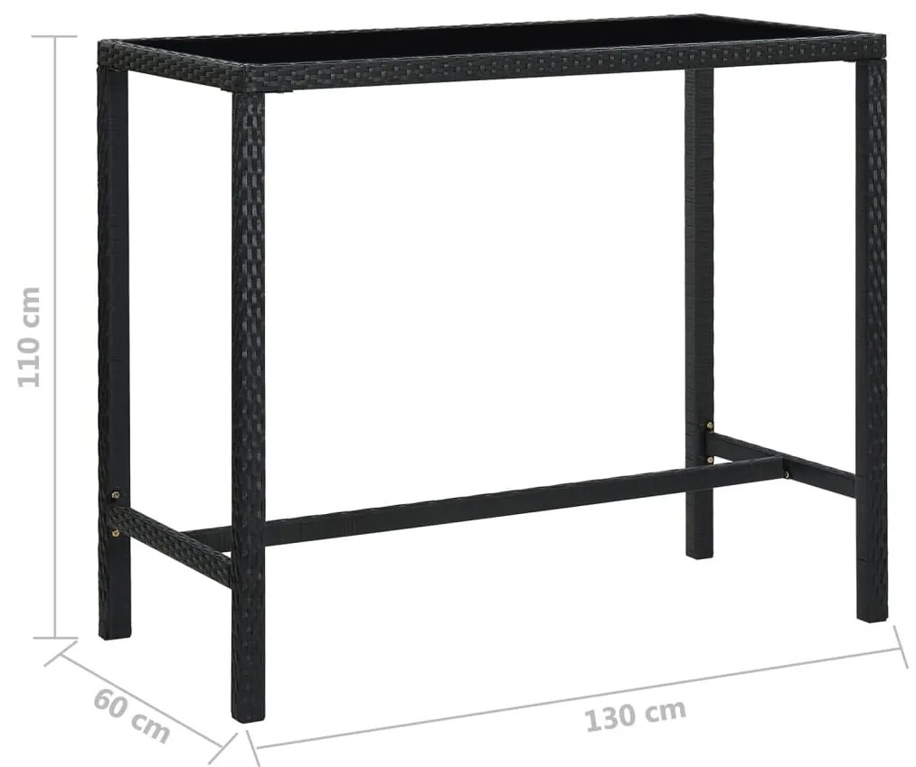 Set Bar da Giardino 7 pz con Cuscini in Polyrattan Nero