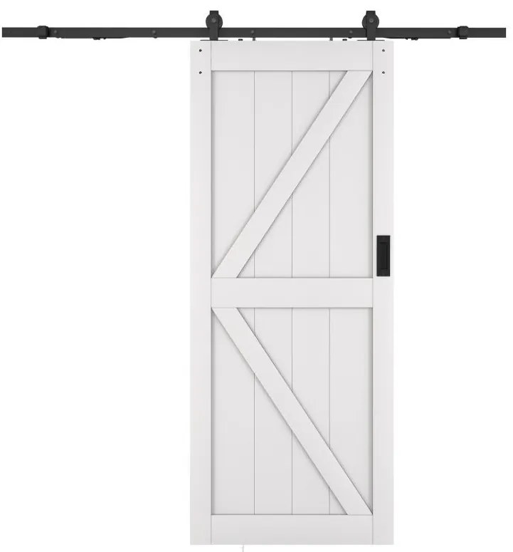 Porta scorrevole con sistema esterno muro H205 x 93 cm Legno e MDF Bianco - NEFARA