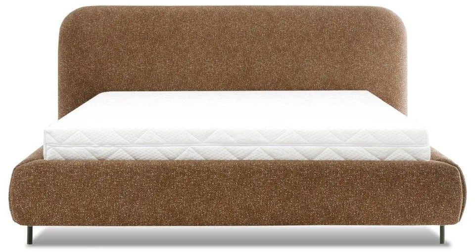 Letto matrimoniale imbottito giallo ocra con contenitore e rete inclusi 140x200 cm Pointt – ELTAP