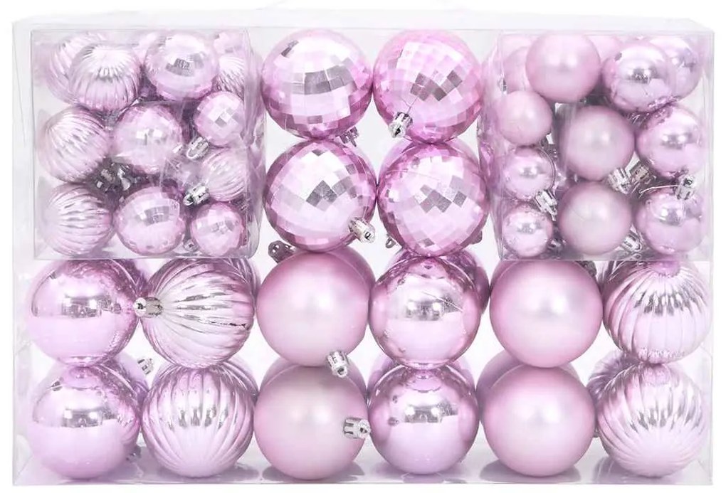 Palline Di Natale 100 Pz Rosa Ø3/4/6 Cm /