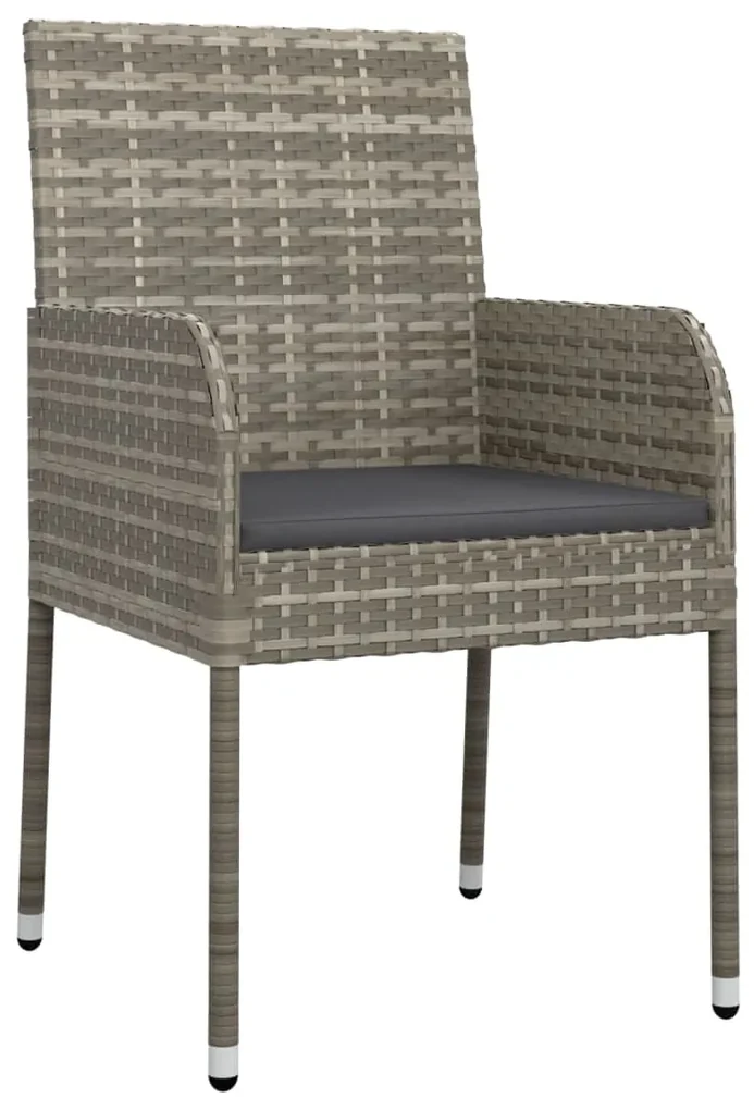 Set salotto giardino 3 pz con cuscini nero e grigio polyrattan