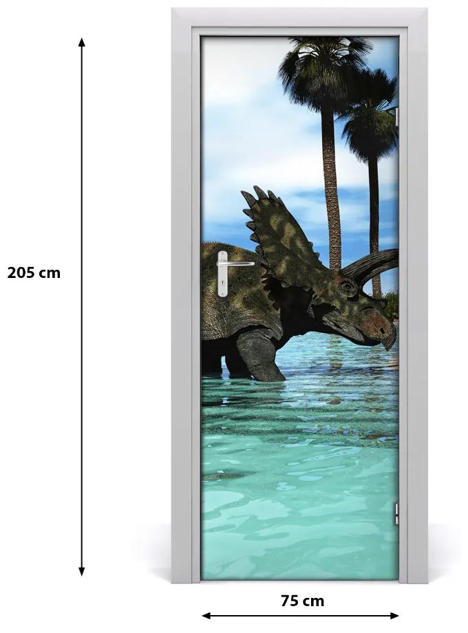 Adesivo per porta Dinosauri sulla spiaggia 75x205 cm