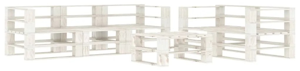 Set Divani da Giardino 6 pz su Pallet in Legno Bianco