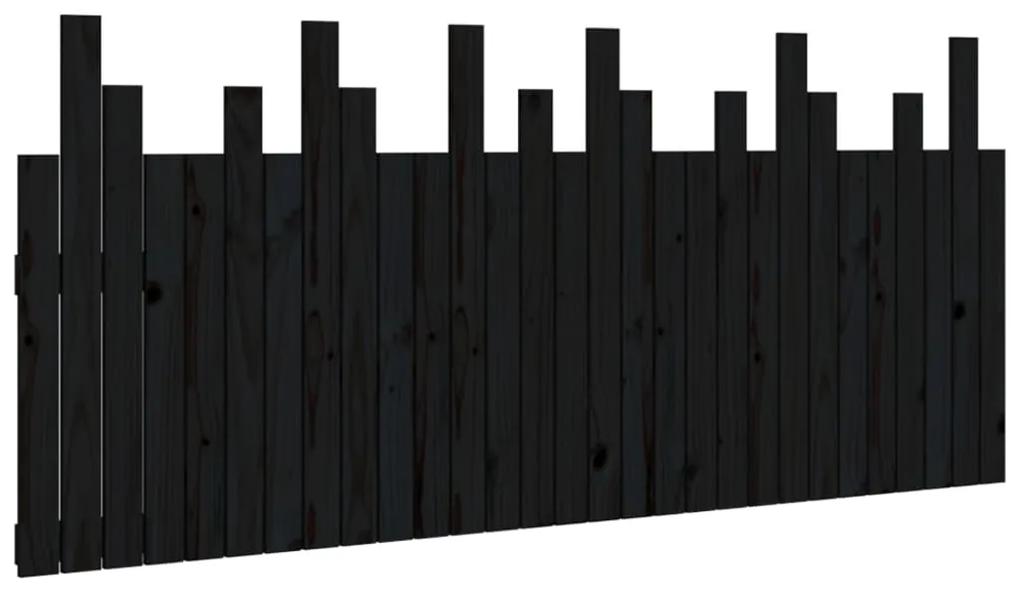 Testiera da parete nera 185x3x80 cm in legno massello di pino