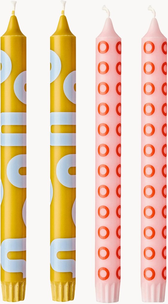 Set di 4 candele lunghe Happy