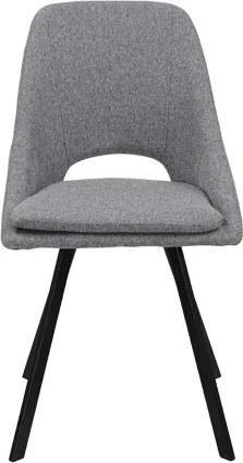 Sedia LINDA rivestita in tessuto grigio chiaro cuscino sfoderabile